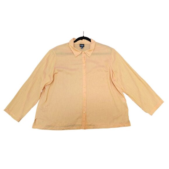 Eileen Fisher Semi-Sheer Button Front Tunic Blouse XL Orange - Picture 2 of 10